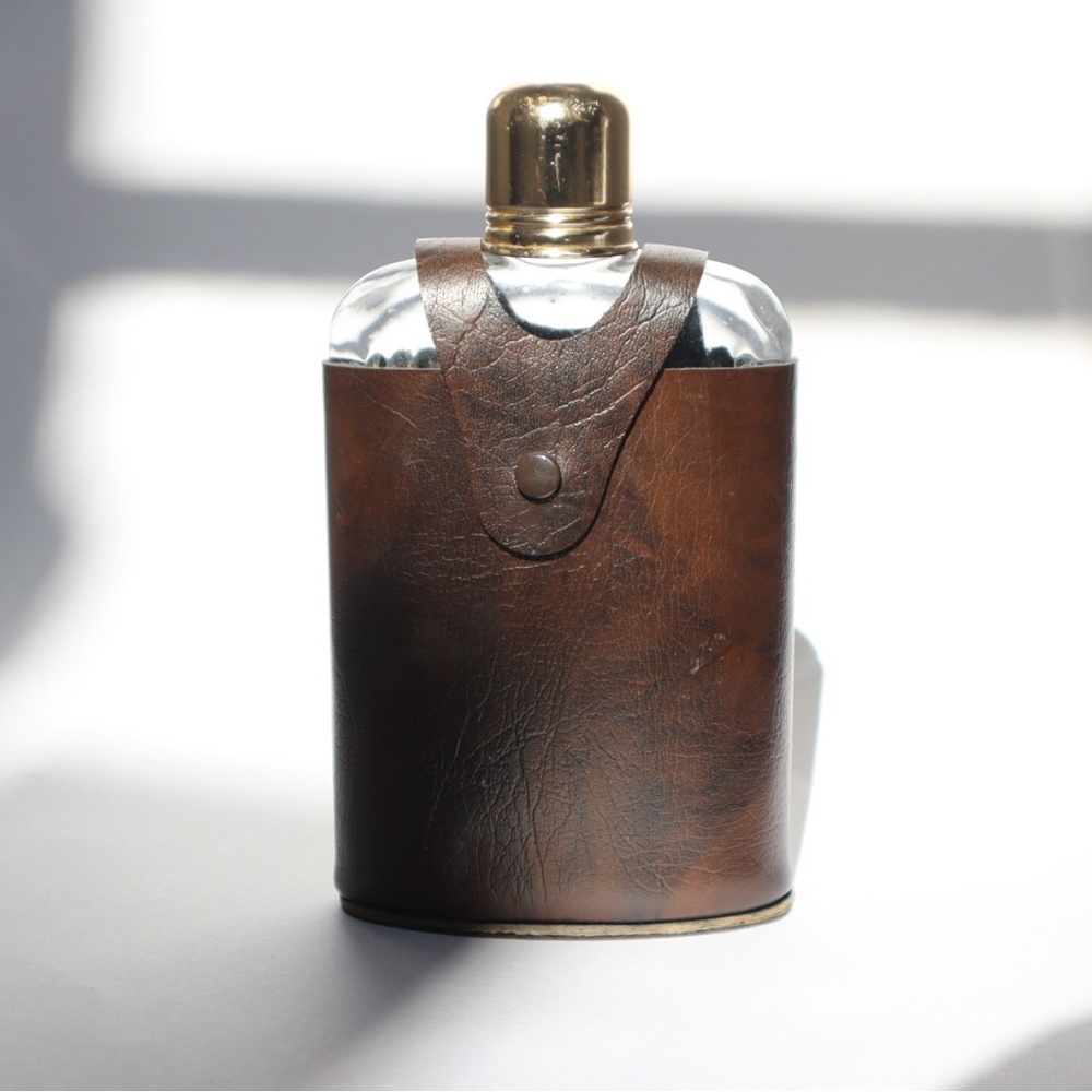 Brown Vinyl Flask with Gold Cap
